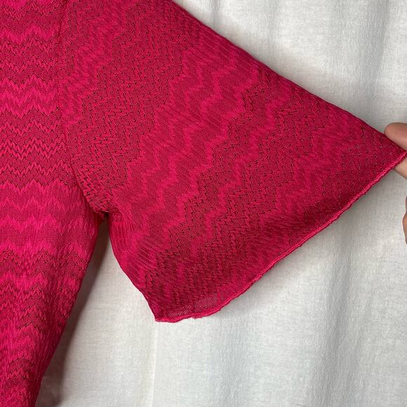 Lovers and Friends Pink Semi sheer Cinch Front Crop V-Neck‎ Shirt Size Small - Picture 5 of 7